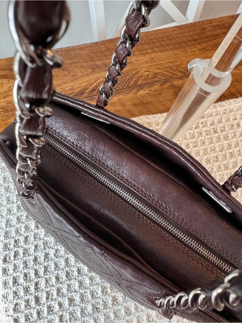 CHANEL Vintage Brown Caviar Leather Shoulder Bag COA INCLUDED Good - Picture 6 of 12